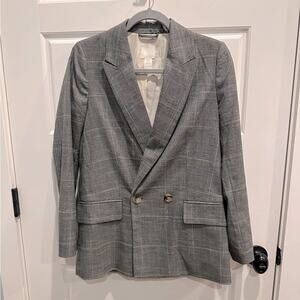 H&M Women’s Single Breasted Plaid Blazer Suit Jacket
